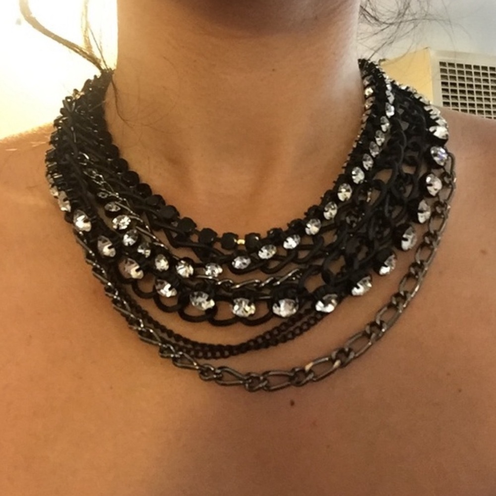 Glamorous Betsey Johnson chunky statement necklace, sparkly, skully, sexy!